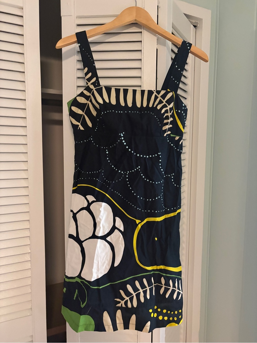 Marimekko Navy Floral Print Sundress with Yellow and Green Accents - Kids